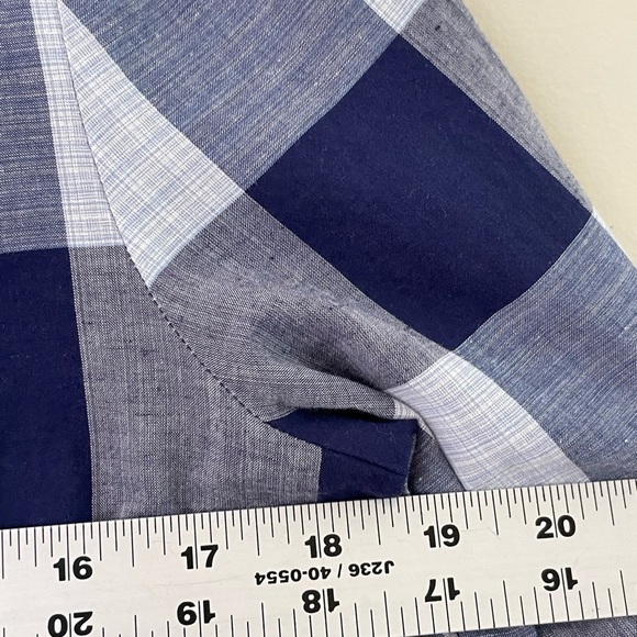 Lafayette 148 Blue Check Long Sleeve Button Down Shirt Sz S Cotton Linen $698 - Picture 12 of 16